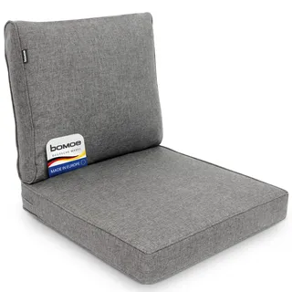 bomoe 2er Set Loungekissen Sitzkissen und Rückenkissen für Gartenmöbel | 50x50cm & 50x40cm Hellgrau Outdoor Polsterauflagen Bezug waschbar Lounge Kissen Hochwertige UV-Schutz Loungeauflagen ilano