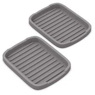 ZAPPOWARE Silikon-Schwammhalter – Seifenschale – 15 x 11 cm (grau) – Set – 2 Stück