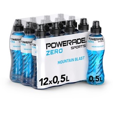 Powerade Sports Mountain Blast Zero, zuckerfreies Sport Getränk mit Fruchtmix-Geschmack, Sport Drink in stylischen Einweg Flaschen (12 x 500 ml)