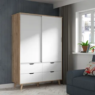 Forte Schiebetürenschrank Vankka 140 x 200 x 50 cm Weiß