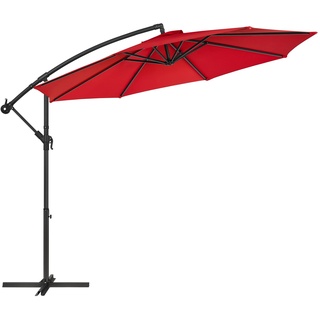 SONGMICS Sonnenschirm, Ampelschirm 300 cm, Mit Ständer, Sonnenschutz Balkon, Balkonschirm, Uv-Schutz UPF 50 und mehr, Mit Kurbel Zum Öffnen Und Schließen, Für Terrasse, Garten, Rot Gpu016R01