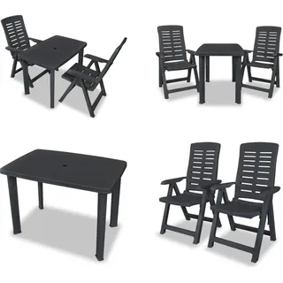 vidaXL 3 tlg. Bistro Set Kunststoff Anthrazit - Garten Essgruppe - Garten Essgruppen - Gartenmöbel - Gartenmöbel Set - Grau