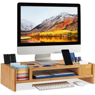 Relaxdays Monitorständer 15x65x28 cm Braun