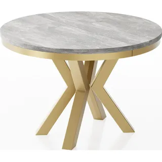 WFL GROUP Esstisch Hellgrau, Holzwerkstoff, 10-Sitzer, Rund,Rund, 120x76x120 cm, Esszimmer, Esstische