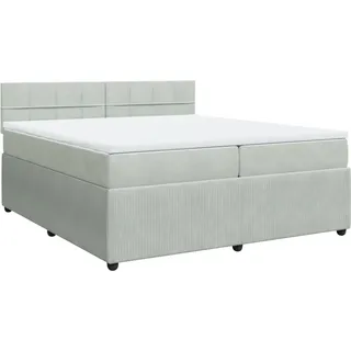vidaXL Boxspringbett mit Matratze Hellgrau 200x200 cm Samt - Grau