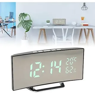 Tnfeeon Digital Wecker gebogener Bildschirm Smart Light Sensor LED 12/24H Display -Modus Schlafzimmer Bürowohnheim
