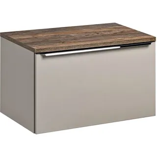 Waschtischunterschrank 80cm PUEBLA-56-TAUPE in taupe mit Vintage Oak, B/H/T ca. 80,4/48,5/46 cm - Beige