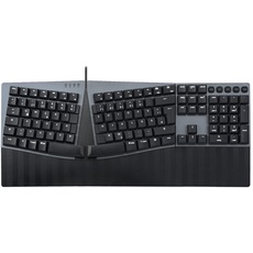 Perixx PERIBOARD-535BR Kabelgebundene ergonomische mechanische Tastatur – Flache Tasten mit braunen Schaltern – Programmierbare Funktionen – Kompatibel mit Windows und Mac OS X – Deutsche QWERTZ