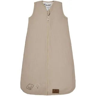 Sterntaler Schlafsack 90 cm Bauernhof - Kinder und Baby Schlafsack unwattiert aus Musselin mit 2-Wege-Reißverschluss und seitlicher Kabelöffnung, mit Feinfrottee Futter, TOG 1,0 - beige