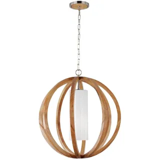 Elstead Lighting Hängeleuchte , Holz, Kunststoff, Glas , Kugel , 87.6 cm , Lampen & Leuchten, Leuchtenserien