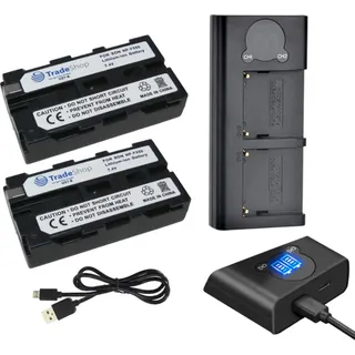 Trade-Shop 3in1 Set: 2x Akku 2,4Ah + USB-C Dual LCD Ladegerät Ladestation für Sony CCD-TRV80PK CCD-TRV85K CCD-TRV86PK CCD-TRV87E CCD-TRV930 CCD-TRV940