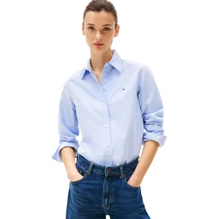 Tommy Hilfiger Damen Hemd Oxford Relaxed Fit, Blau (Mid Blue), 36