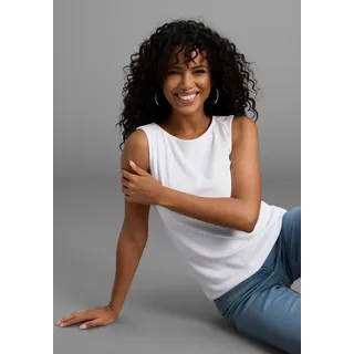 Tanktop FLASHLIGHTS, Damen, Gr. 52/54, weiß, Jersey, Obermaterial: 100% Baumwolle, clean, unifarben, Basic, figurbetont hüftbedeckend, U-Boot-Ausschnitt, Tops Tanktop, mit U-Boot Ausschnitt