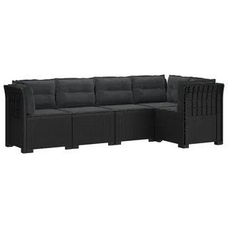 vidaXL 5-Sitzer Gartensofa mit Kissen Rattan-Look PP Anthrazit - Grau
