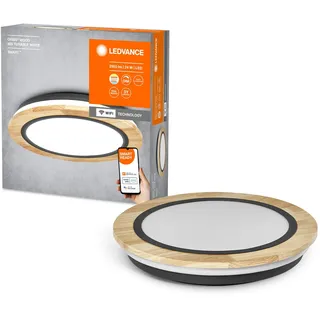 LEDVANCE SMART+ ORBIS WiFi-Deckenleuchte Wood, 24W, 2950lm, 400mm, regulierbares Weißlicht (2700K-6500K), dimmbar, steuerbar per App, kompatibel mit Amazon, Google und Co.