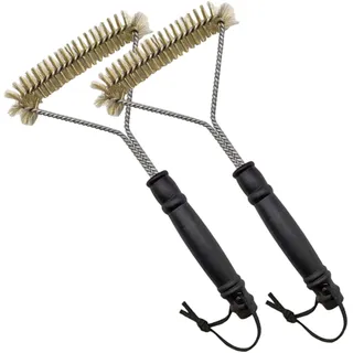 2 Stück Grillbürste Messing,Grill Bürste,Grillbürste Für Gussrost,Dreieckige Grill Bürste,Für Gasgrill,Holzkohlegrill,Elektrogrill,Kugelgrill,Gusseisengrill