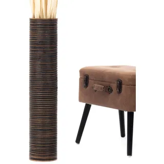 Leewadee Große Deko Bodenvase Für Dekozweige, Hohe Standvase Für Pampasgras, Design Holzvase, 65 cm, Braun
