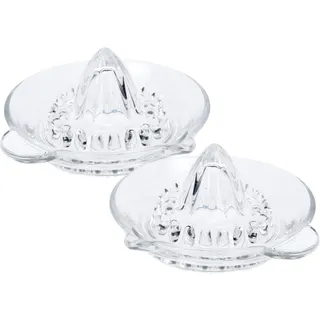 manuelle Glas Zitruspresse - Zitronen-Presse mit Ausgießer - ideal zum schnellen Entsaften von Zitrusfrüchten, wie Zitronen, Orangen, spülmaschinenfest (2x Zitruspresse (Bundle Vorteilspreis))
