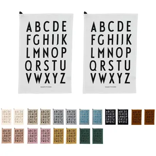 Design Letters Klassisches Geschirrtuch (Weiß) - 100% Baumwolle, Oeko-Tex-Zertifiziert, weich, saugfähig und trocknet schnell, 2 STK, dekorativ mit ikonischem Alphabetdruck, L: 60 x B: 40cm