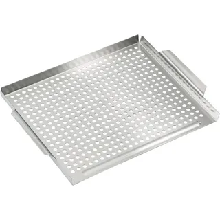 Michelino Grillkorb aus hochwertigem Edelstahl 40 x 29 x 3,5 cm, mit Griffen - Silber