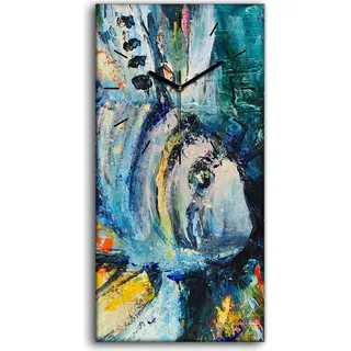 Leinwand Wanduhr Wandkunst Uhr 30x60 Foto Wand groß Löwenfisch Zebrafisch - schwarze Hände