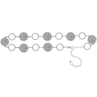 Kettengürtel LASCANA "Schmuckgürtel", Damen, Gr. S, silber (altsilberfarben), Metall, leicht glänzend, metallic, Gürtel Kettengürtel, verstellbare Schließe, Taillengürtel, Hüftkette