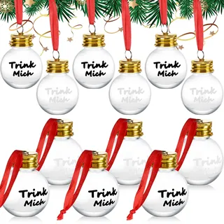 Nuenen 24 Stück Weihnachtskugeln zum Befüllen Christbaumkugeln Befüllbar Trink Mich Weihnachtskugeln zum Trinken 50 ml Plastikkugeln Weihnachtsdeko Anhänger für Weihnachtsbaum(Sphärisch)