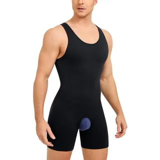 SOLCYSX Herren ärmellose Ganzkörperformer Unterwäsche Schlankheits Kompression Bodysuit Shapewear Bauchkontrolle Fajas Para Hombres, Schwarz, 3X-Large-4X-Large