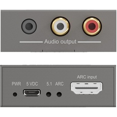 Marmitek HDMI Extractor CEC Connect ARC13 - Leite das Audio Signal vom Fernseher zum Verstärker ohne ARC - Unterstützt Volumenreglung über CEC - HDMI Konverter - HDMI Audio Interface - 4K60 - HDR