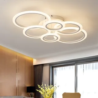 LED Deckenleuchte mit Fernbedienung APP Dimmbar Wohnzimmerlampe Weiß | Moderne LED Wohnzimmer Deckenlampe Dimmbar 62W Deckenleuchte mit Fernbedienung, App, Lampe Decke für Wohn-, Schlaf-, Küche