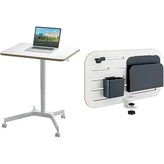 Leitz Ergo Set Mobiler Sitz-/Steh-Schreibtisch & Kleiner Pegboard Schreibtisch-Organizer, Höhenverstellbares Stehpult, Belastbar bis 20 kg, 80 x 60 cm, Organizer mit Zubehör, 65360001 + 65480000