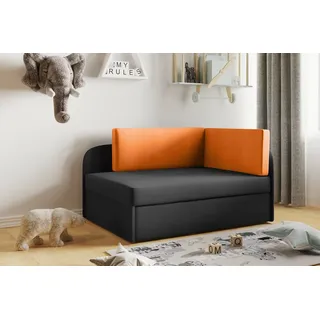 Kaiser Möbel Kinderbett Kindersofa mit schlaffinktion und bettkasten, wachsendes Bett WINNIE Schwarz-Orange Links - Braun