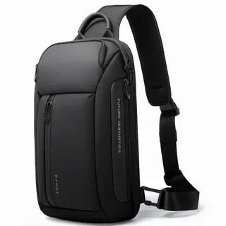 BANGE Sling Bag Wasserdichte Herren Brusttasche Schultertaschen Crossbody Sling Rucksack für Herren (Schwarz)
