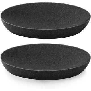 Luxspire seifenschale Marmor, 2 Packungen Ovaler Seifenhalter Kratzfest Seifenbox Seifendose Elegant Seifenablage Leicht Reinigen Soap Holder Dish für Küche Badezimmer und Dusche, Kies Schwarz