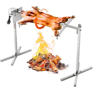 Vevor Lammgrill, Spanferkelgrill, Spießbratengrill, 41 kg BBQ-Spießgrill für Schwein, Lamm, Ziege, elektrischer 42-W-Motor, kommerzielle Edelstahl-Drehspießröster mit Hitzeschild, 1108 mm Spießlänge