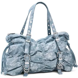 DESIGUAL Gathered Denim Shoulder Bag Cotton Space Blue