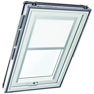 Original Roto Rollo Exclusiv ZRE für Roto Dachfenster - Führungsschiene Silber - Manuelle Bedienung - Tageslichtrollo Baureihe Designo R6/R8, i8 und Classic 64/84 - Größe 134/078 | 13/07 - Farbe Weiß
