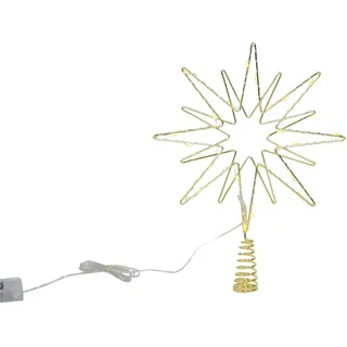 RIFFELMACHER & WEINBERGER Christbaumspitze »Doppelstern, Weihnachtsdeko, Christbaumschmuck«, aus Metall, mit LED Beleuchtung, Höhe ca. 26 cm, goldfarben