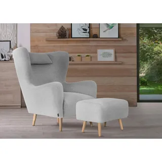 Sessel »Telford auch in Fellimitat, Sessel B/T/H: 77/92/106 cm« wahlweise mit und ohne Hocker, in vielen Bezugsqualitäten, Ohrensessel grau