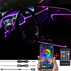 TABEN Auto Innenraum Umgebungsbeleuchtungs Kits 3 Meter Fiber Optic RGB 16 Millionen Farben Musik-Sync-Rhythmus Sound Aktive RF-Fernbedienung und Bluetooth-APP-Steuerung 12V mit Zigarettenanzünder