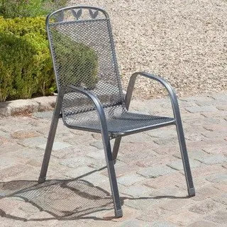 greemotion Gartenstühle 6er-Set mit Armlehne Toulouse Metall grau stapelbar wetterfest - Grau