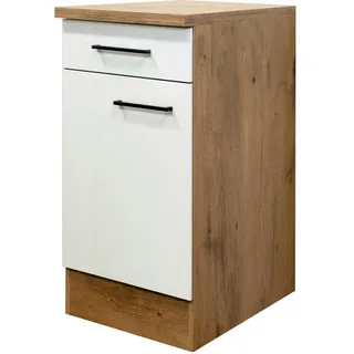 FlexWell Küchenunterschrank , Eichefarben, Magnolie , Metall , 1 Fächer , 1 Schublade(n) Schubladen , einzeln stellbar , 40x85x57 cm , Made in Germany , individuell planbar , Küchen, Küchenmöbel, Küchenschränke, Küchenunterschränke