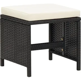 vidaXL Gartenhocker 4 Stk. mit Sitzkissen Poly Rattan Schwarz - Schwarz