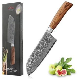 Wakoli EDIB Pro Damast Santoku Messer spezial I 17cm Klinge I Pakkaholzgriff