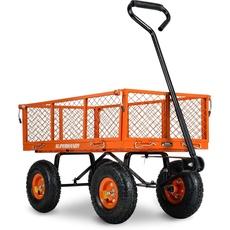 SuperHandy Wagon Utility Cart Handkarre Manuell Heavy Duty Rasen Garten mit abnehmbaren Seitenmaschen 180 kg maximale Kapazität, Schwarz