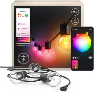 Philips LED-Lichterkette 14 m Schwarz