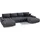 Ecksofa Big Sofa Eckcouch mit Schlaffunktion Dhaka U, Form Couch Sofagarnitur - Dunkelgrau