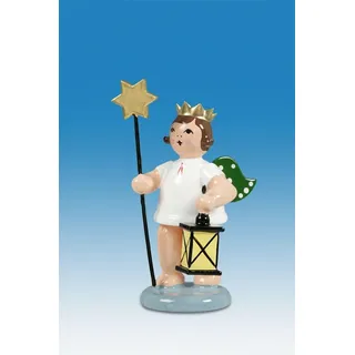 Engelfigur Engel mit Stern und Lampe mit Krone Höhe ca 6 cm NEU Erzgebirge Holz