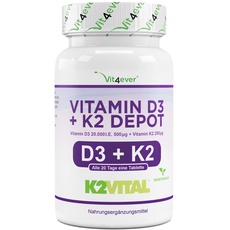 Bild Vitamin D3 20.000 I.E + Vitamin K2 200 mcg Tabletten 180 St.