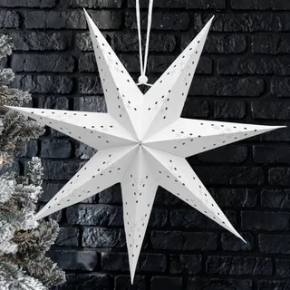 Hängende Papiersterne Dekorative Weihnachtsdeko Set 2 Stück Weiß 45 cm - Weiß